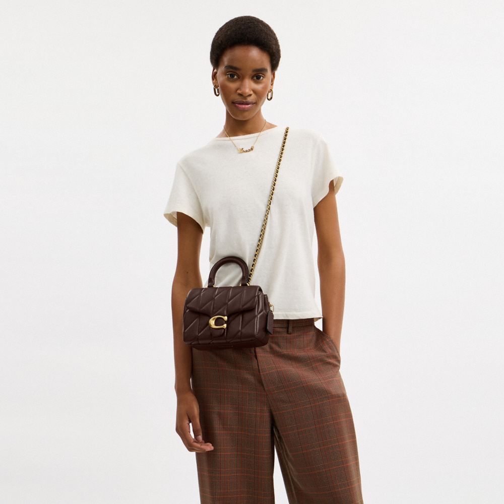 絎縫裝飾TABBY頂部手提把手包