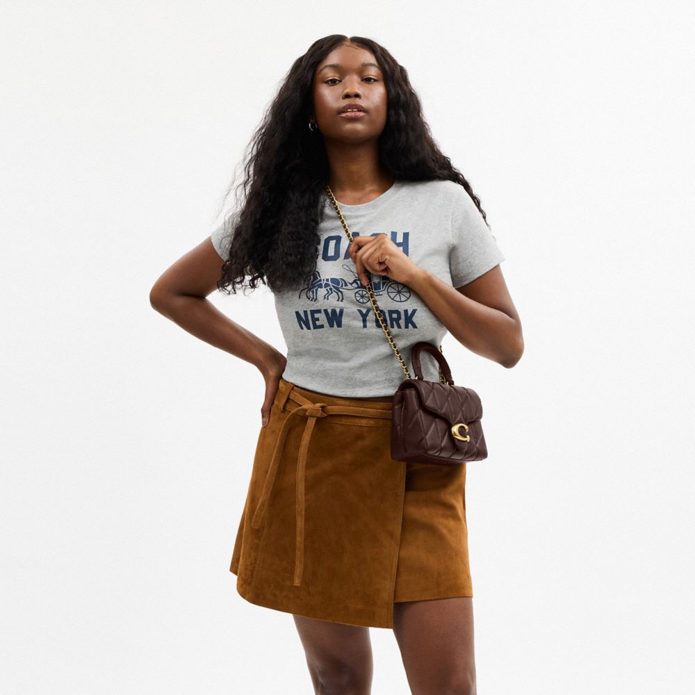 絎縫裝飾TABBY頂部手提把手包