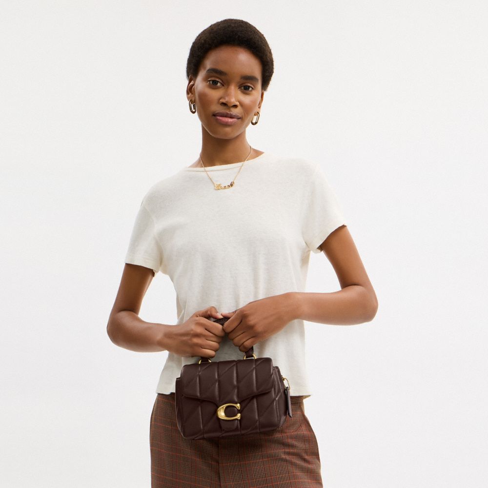 絎縫裝飾TABBY頂部手提把手包