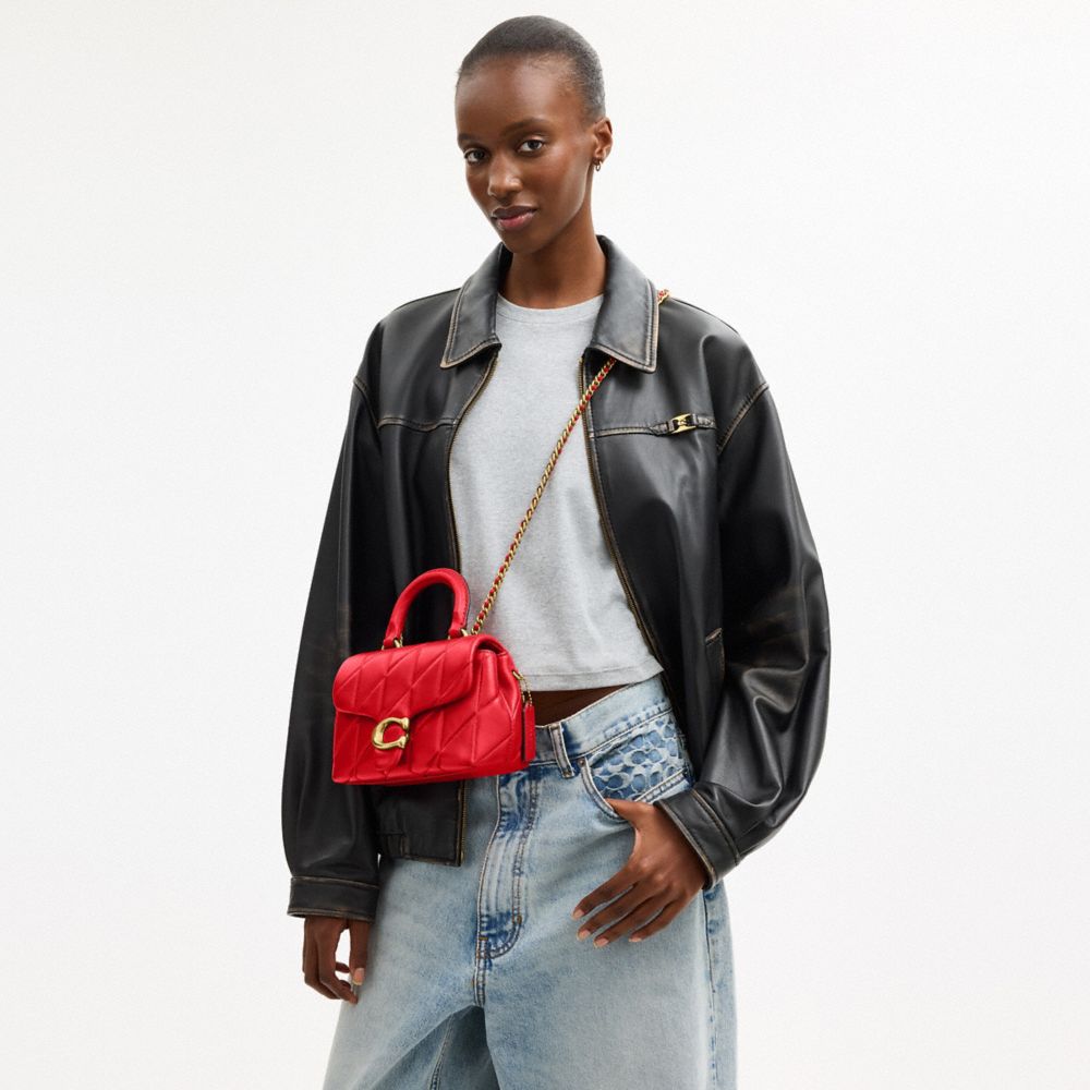 TABBY 絎縫裝飾 頂部手提把手袋