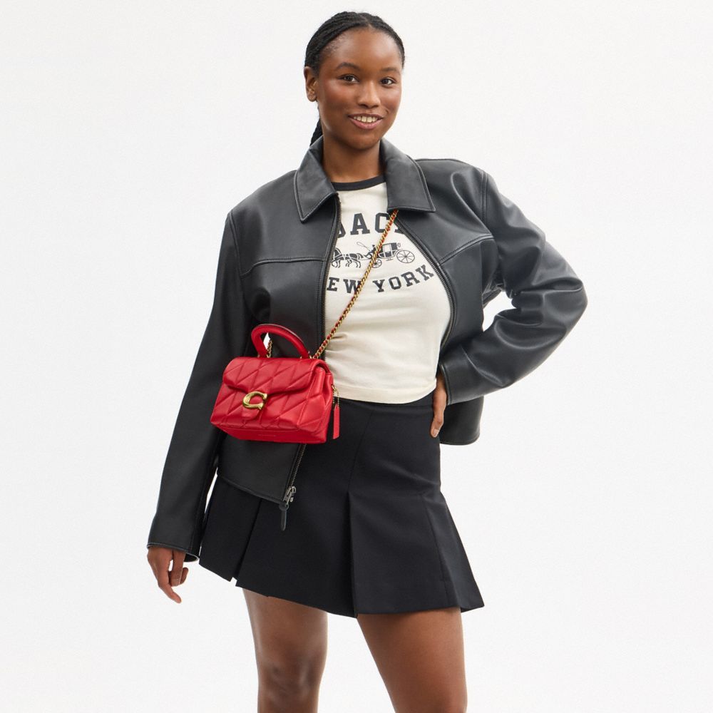 TABBY 絎縫裝飾 頂部手提把手袋