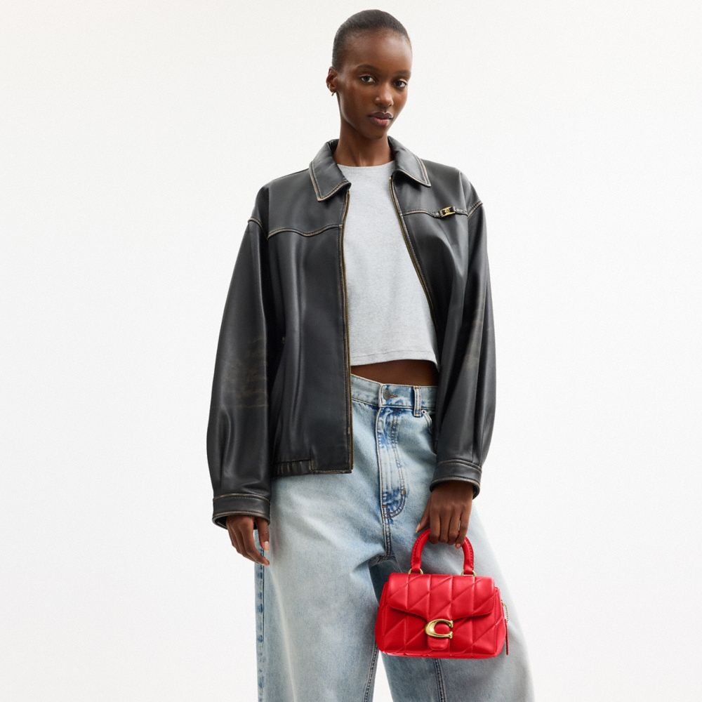 TABBY 絎縫裝飾 頂部手提把手袋