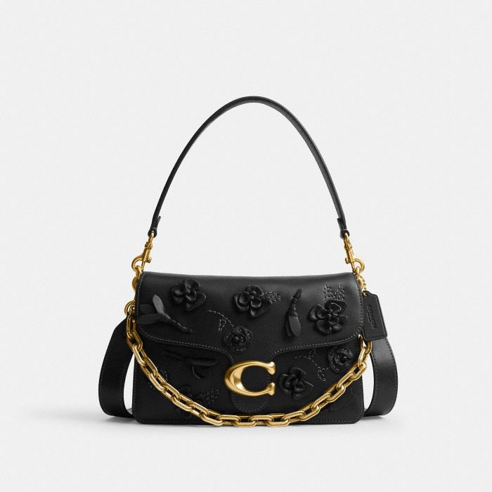 CHAIN TABBY SHOULDER BAG WITH FLORAL EMBELLISHMENT