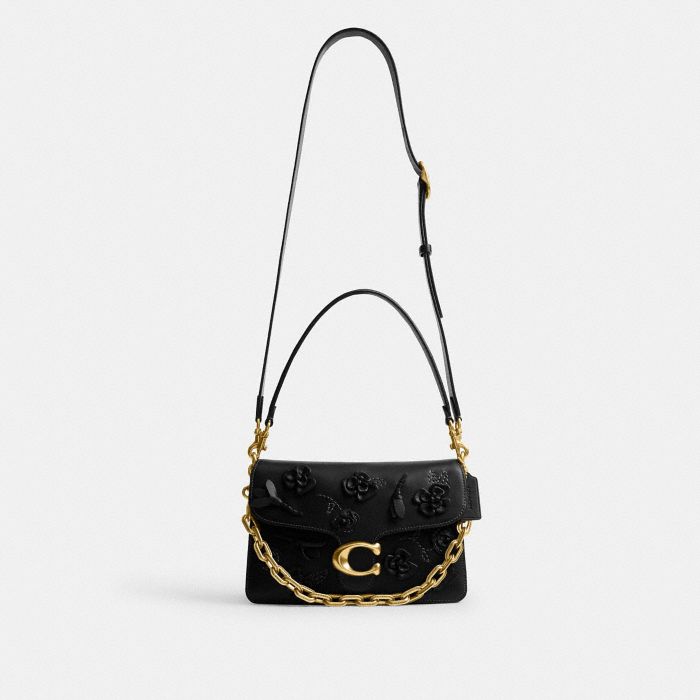 CHAIN TABBY SHOULDER BAG WITH FLORAL EMBELLISHMENT