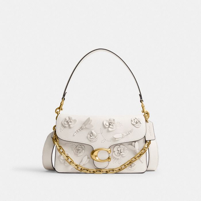 CHAIN TABBY SHOULDER BAG WITH FLORAL EMBELLISHMENT