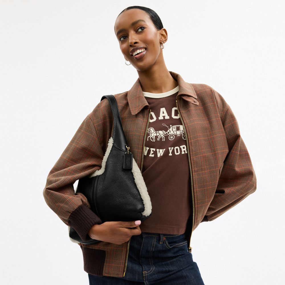 Brooklyn 羊毛皮革 28 單肩手袋 