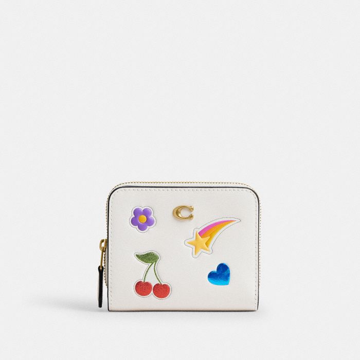 Refined Calf Leather Essential Billfold Wallet With Sticker Print