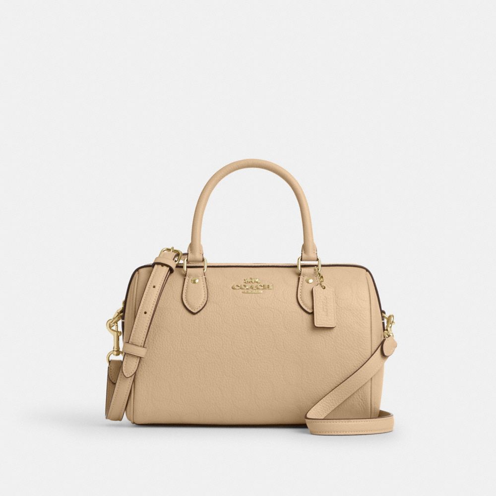 Rowan Satchel Bag In Signature Leather - CCD50 - Gold/Oat