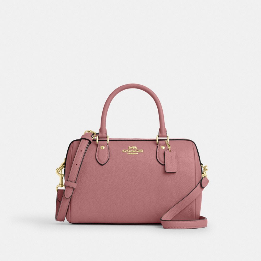 Rowan Satchel Bag In Signature Leather - CCD50 - Gold/Peony