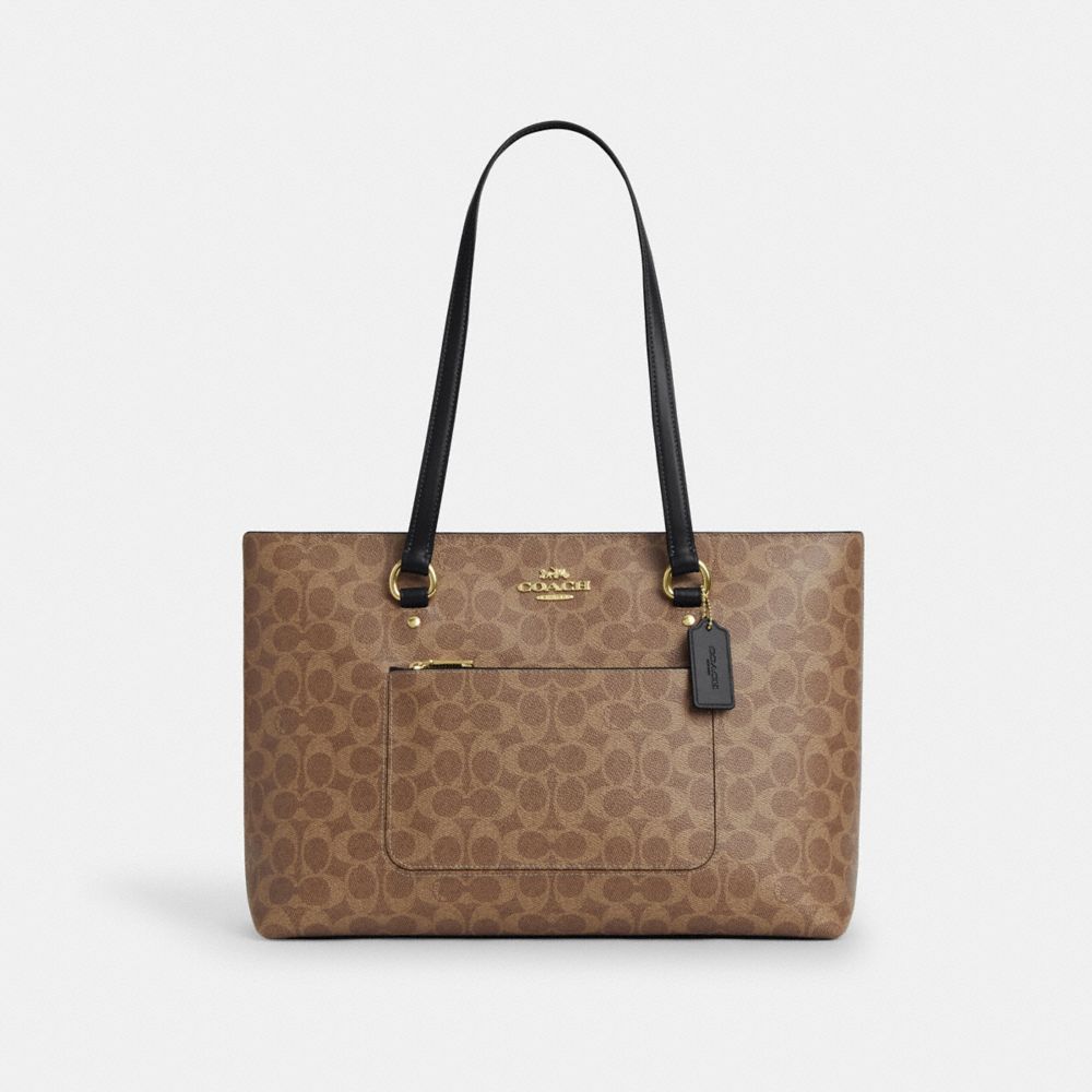 Station Tote Bag In Signature Canvas - CCD69 - Gold/Tan/Black