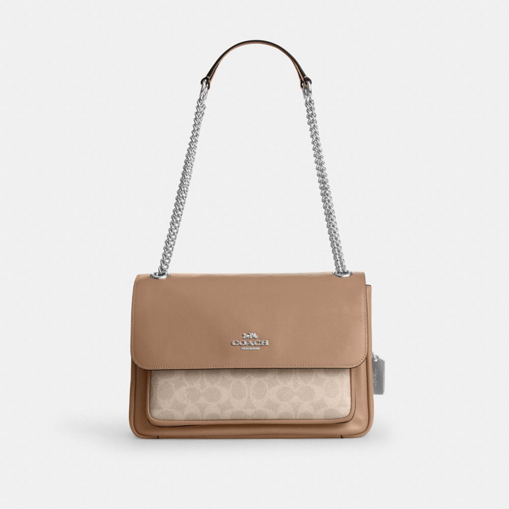 COACH&reg;,Elodie Crossbody Bag In Signature Canvas,Leather,Canvas,Fabric,Mixed Media,Shoulder Bag,Metal,Word Embellishment,Lo...,,Front View