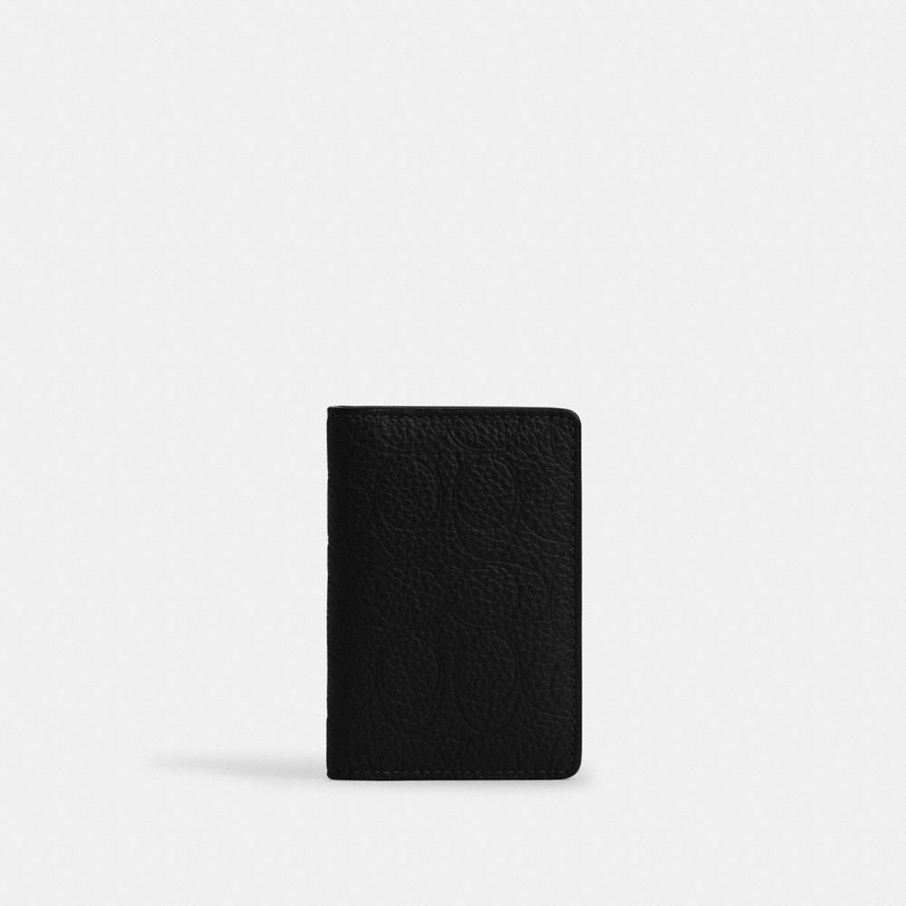 COACH CCG00 Id Card Wallet In Signature Leather BLACK