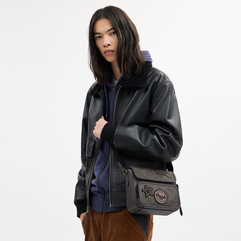 SULLIVAN FLAP CROSSBODY BAG IN MAXI SIGNATURE CANVAS WITH PATCHES