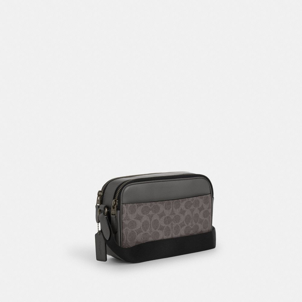 GRAHAM CROSSBODY BAG IN SIGNATURE CANVAS WITH VARSITY STRIPE
