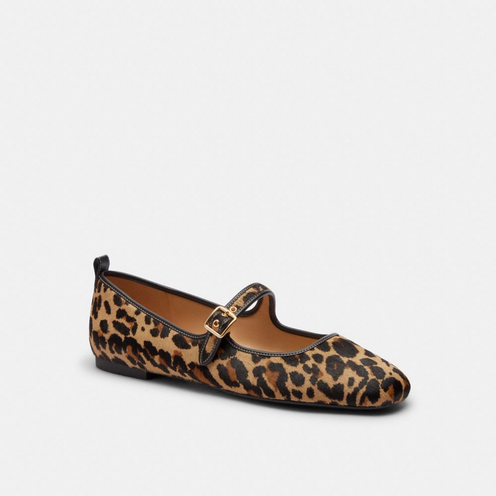 C Rivet Mary Jane With Leopard Print - CCG49 - Tan & Black