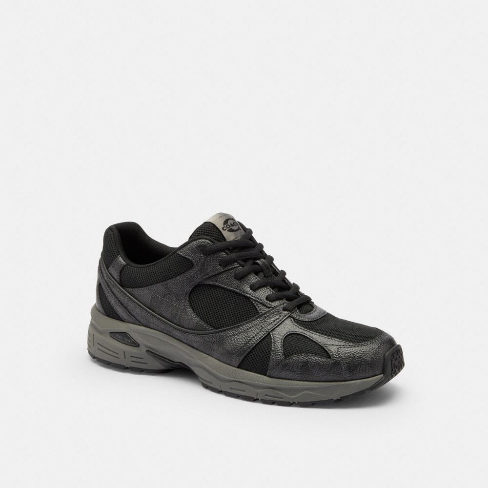 COACH CCI55 Sport Sneaker In Signature Canvas Charcoal/Black