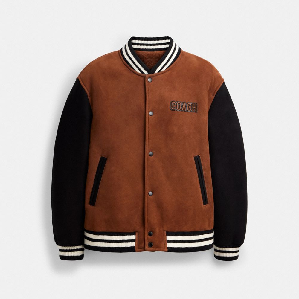 COACH CCI99 Shearling Varsity Jacket BROWN