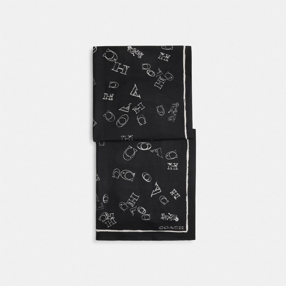 Scattered Coach Print Wrap - CCK52 - Black