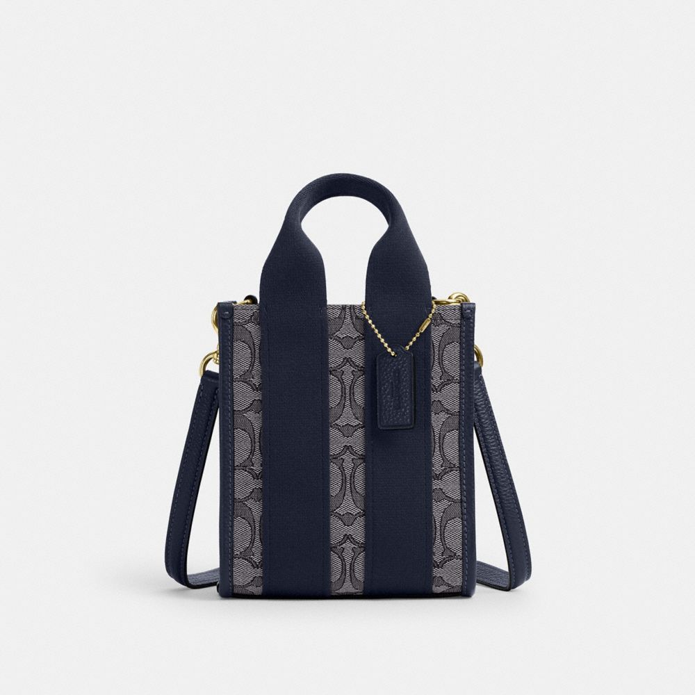 Smith Mini Tote Bag In Signature Jacquard - CCL75 - Gold/Navy/Midnight Navy