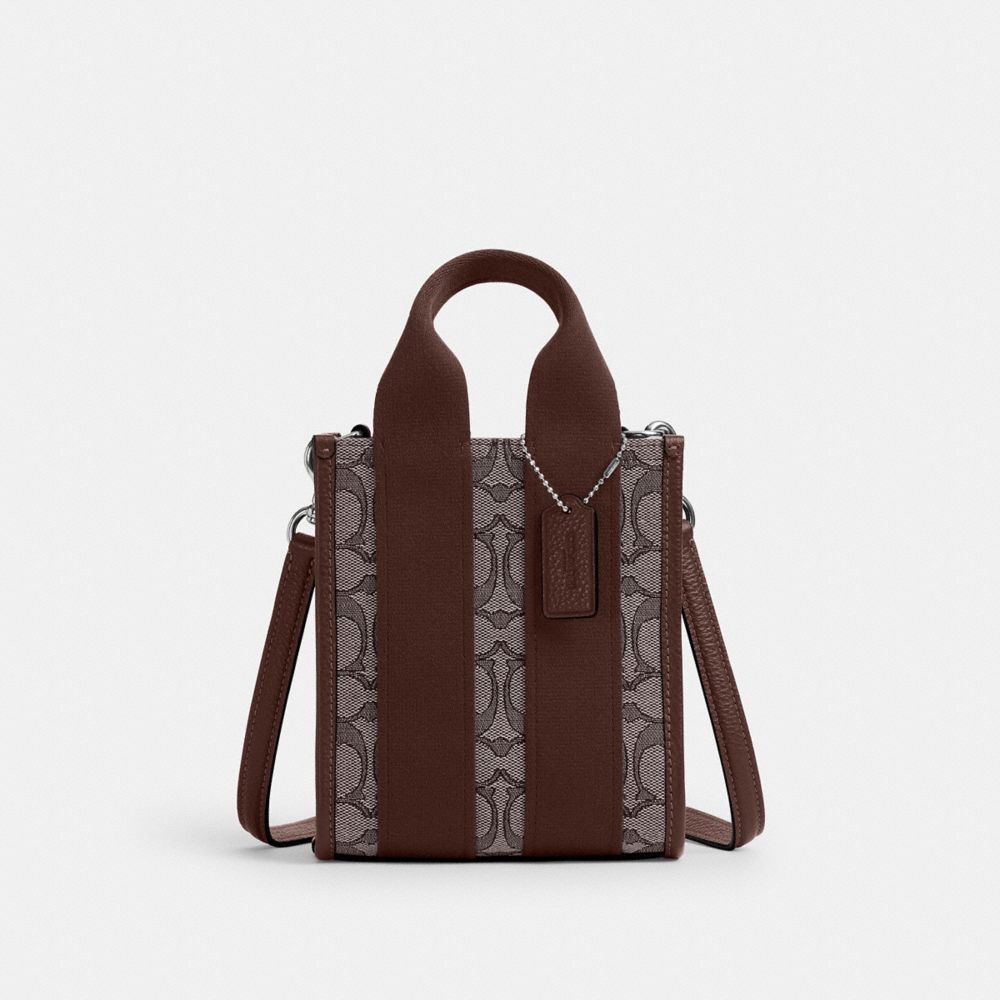 Smith Mini Tote Bag In Signature Jacquard - CCL75 - Silver/Oak/Maple