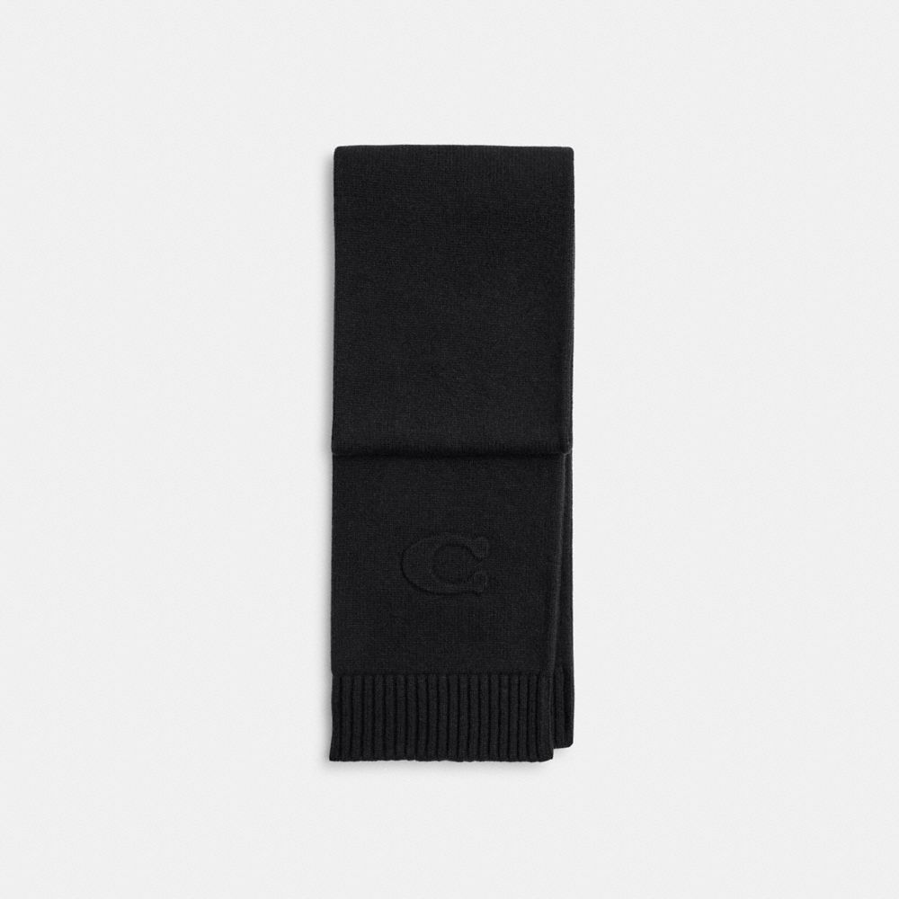 COACH CCL86 Signature Embossed Knit Muffler Black