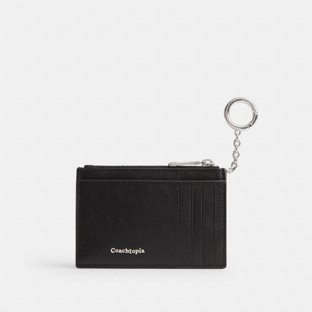 Zip Card Case With Key Ring In Upcrafted Leather