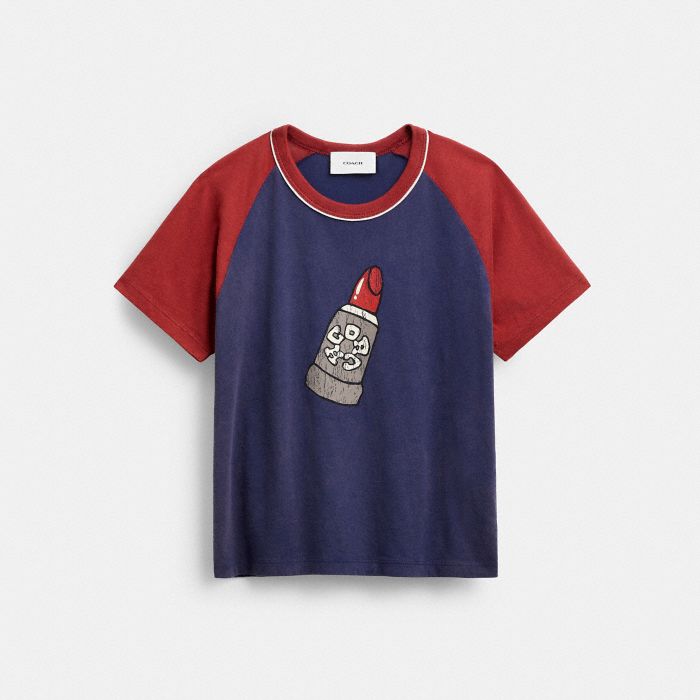 LIPSTICK GRAPHIC RAGLAN T-SHIRT IN ORGANIC COTTON