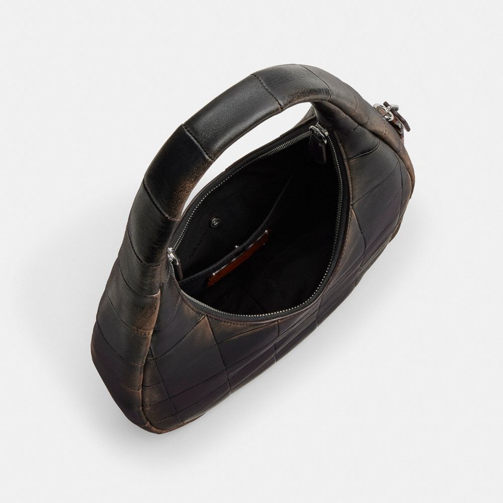 Alter/Ego Crescent Shoulder Bag In Checkerboard Upcrafted Leather