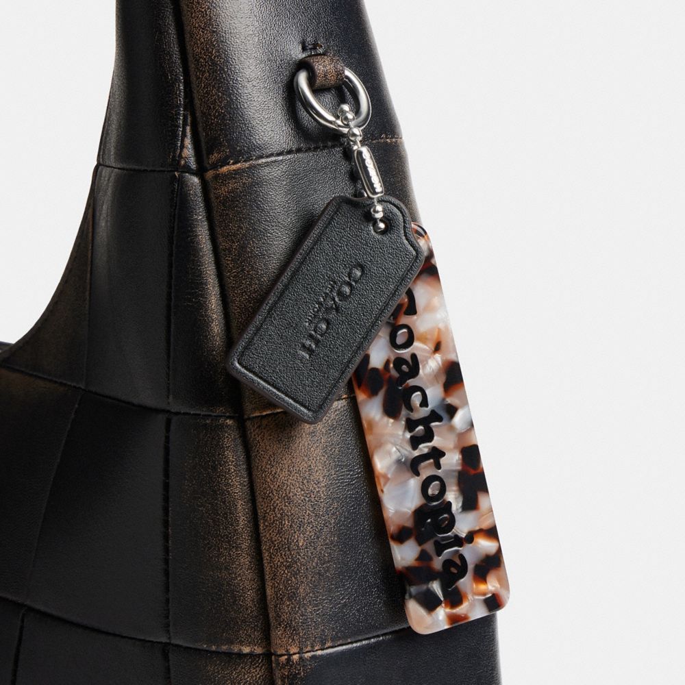 Alter/Ego Crescent Shoulder Bag In Checkerboard Upcrafted Leather