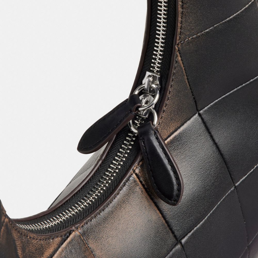 Alter/Ego Crescent Shoulder Bag In Checkerboard Upcrafted Leather