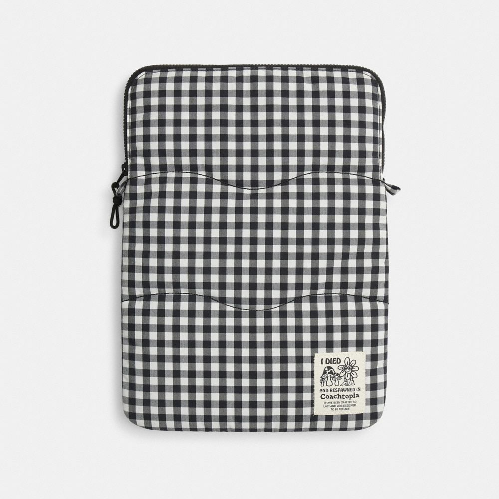 Coachtopia Loop Laptop Sleeve With Wavy Quilting In Gingham