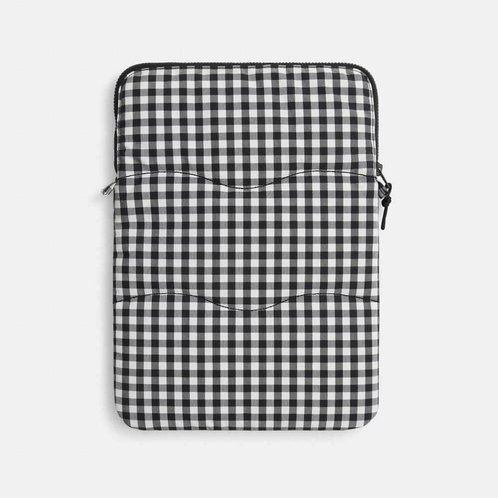 Coachtopia Loop Laptop Sleeve With Wavy Quilting In Gingham