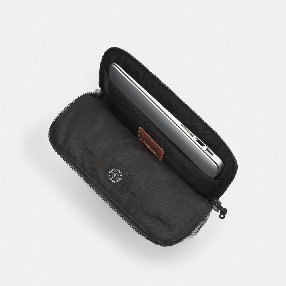 Coachtopia Loop Laptop Sleeve With Wavy Quilting In Gingham