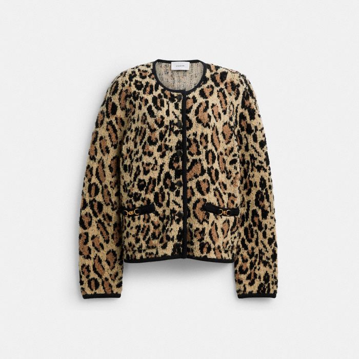 LEOPARD PRINT SCULPTED C HERITAGE CARDIGAN