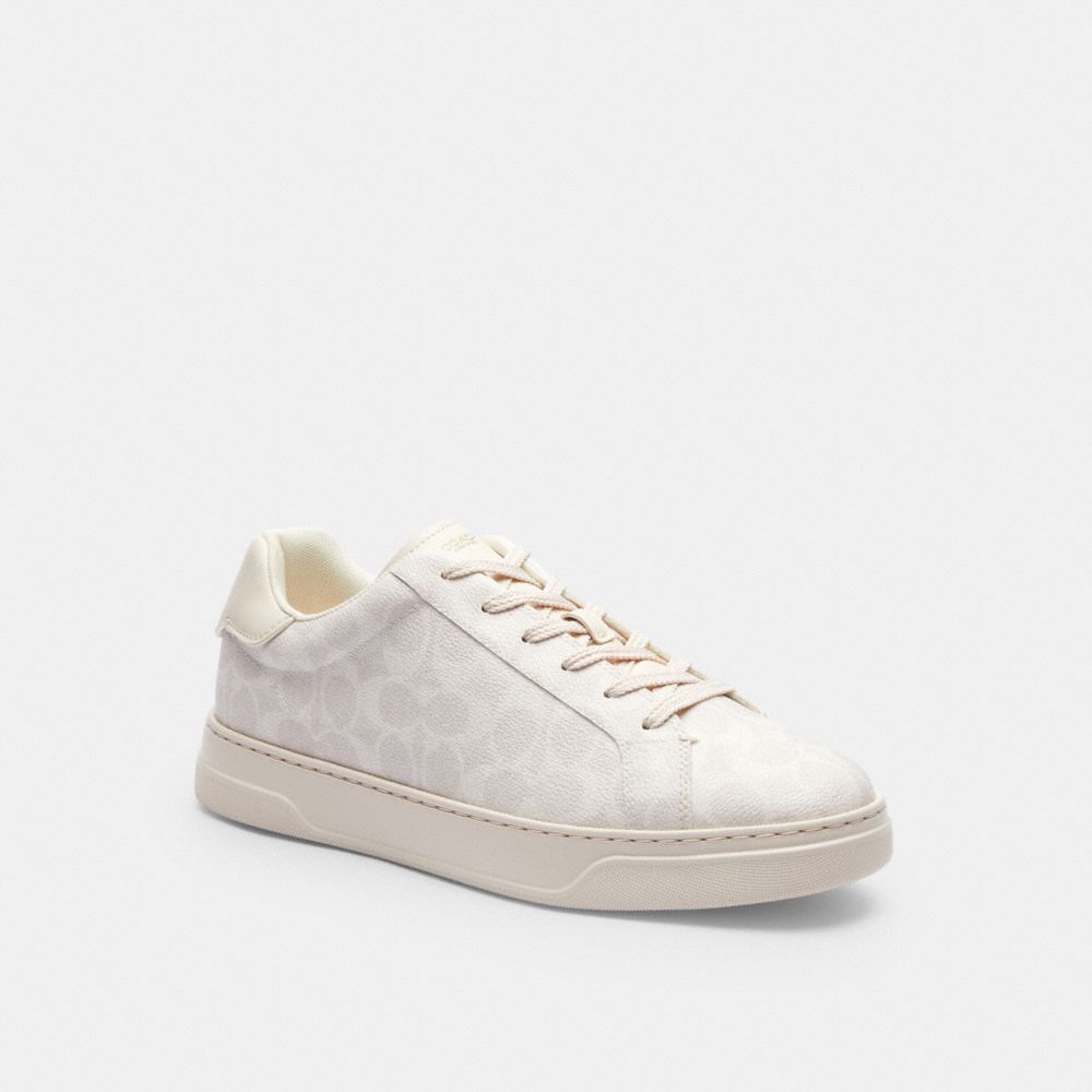 COACH&reg;,High Line Sneaker In Signature Canvas,Canvas,EVA,Leather,Casual,Low Top,Fabric,Pattern,Fabric Embellishment,Logo,Cu...,Off White