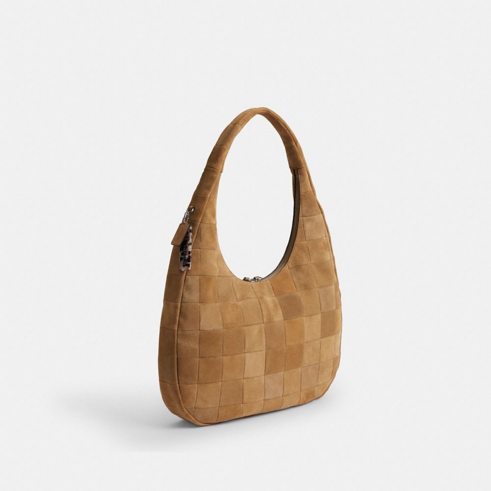 Alter/Ego Large Crescent Shoulder Bag In Checkerboard Upcrafted Suede
