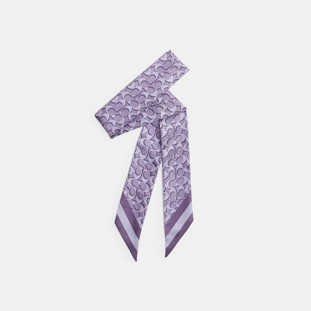 COACH CCN71 Signature Silk Skinny Scarf VIOLET MIST