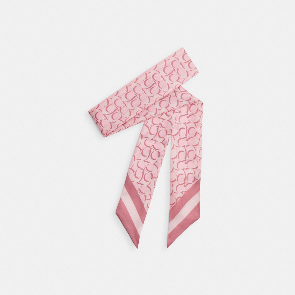 COACH CCN71 Signature Silk Skinny Scarf TICKLED PINK
