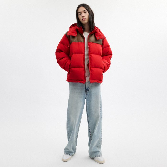 混合材質羽絨外套