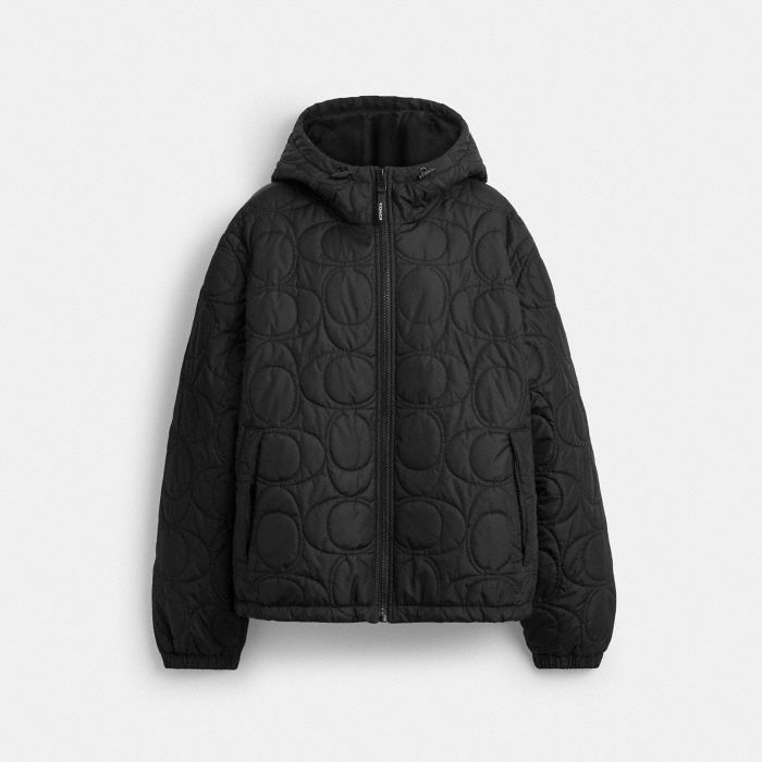 QUILTED SIGNATURE PUFFER JACKET IN RECYCLED POLYESTER