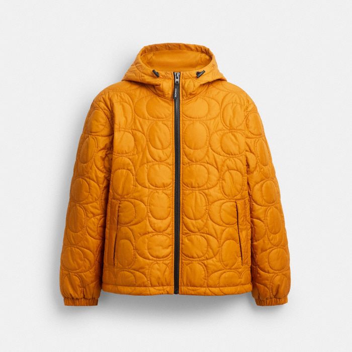 QUILTED SIGNATURE PUFFER JACKET IN RECYCLED POLYESTER