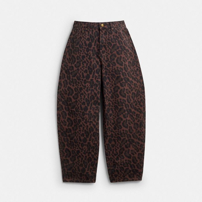 LEOPARD PRINT BARREL JEANS IN ORGANIC COTTON