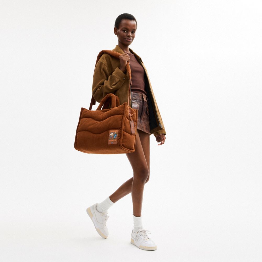 Coachtopia Loop Tote With Wavy Quilting In Corduroy