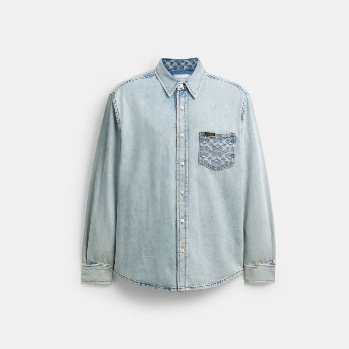 LONG SLEEVE DENIM SHIRT IN ORGANIC COTTON