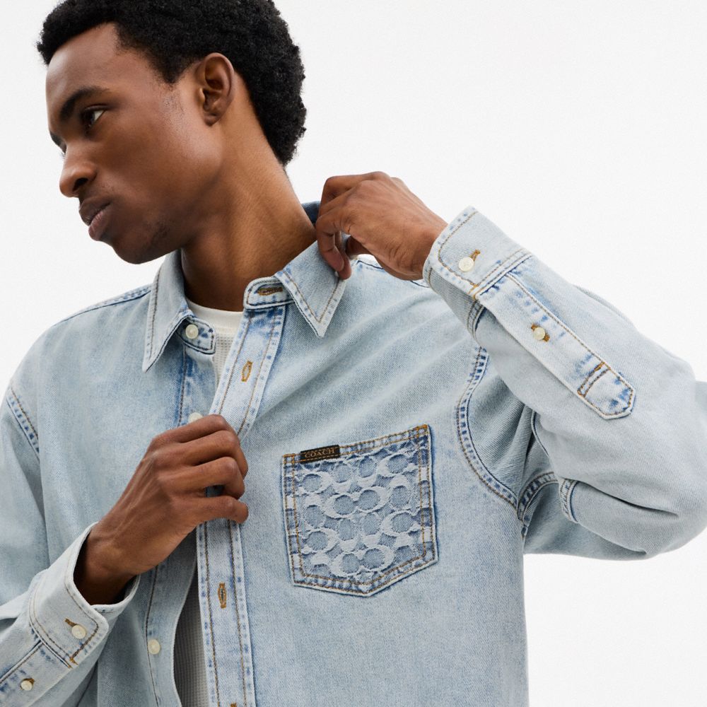 有機棉長袖丹寧襯衫