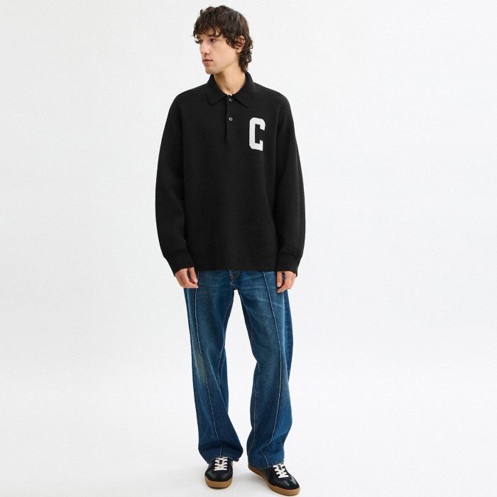 RELAXED LONG SLEEVE KNIT POLO