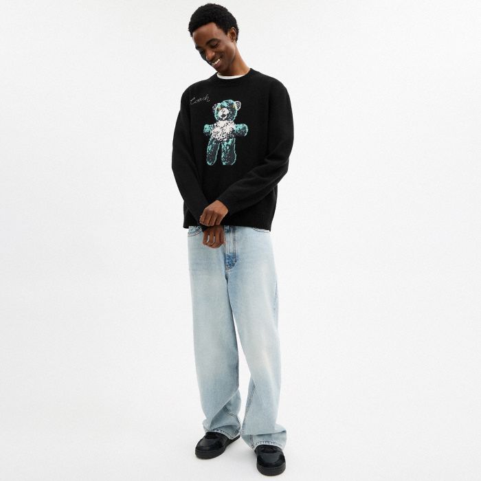 LIGHTWEIGHT BEAR GRAPHIC SWEATER