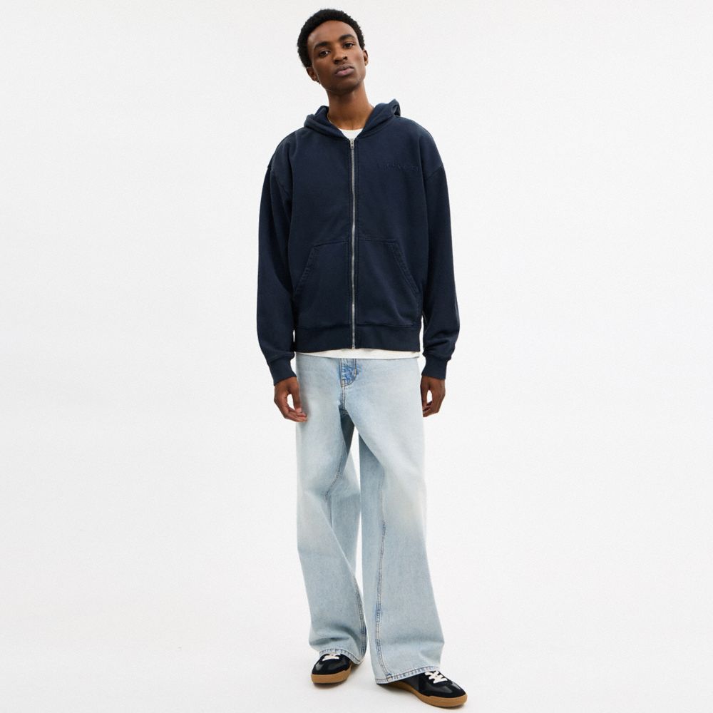 染色拉鍊連帽外套