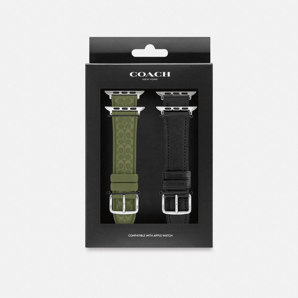 COACH CCT28 Apple Watch® Strap Gift Set, 42 Mm, 44 Mm, 45 Mm And 46 Mm GREEN/BLACK