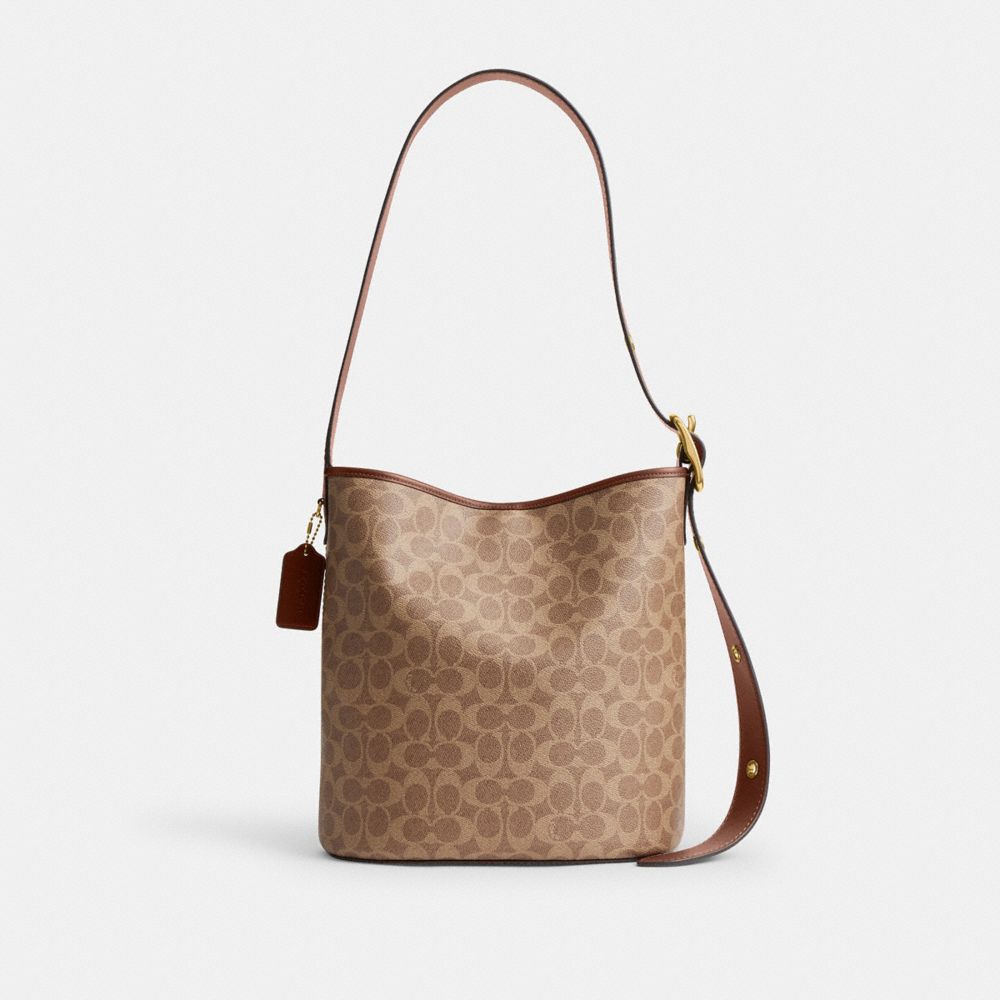 COACH&reg;,Bleecker Bucket Bag In Signature Canvas,,Front View